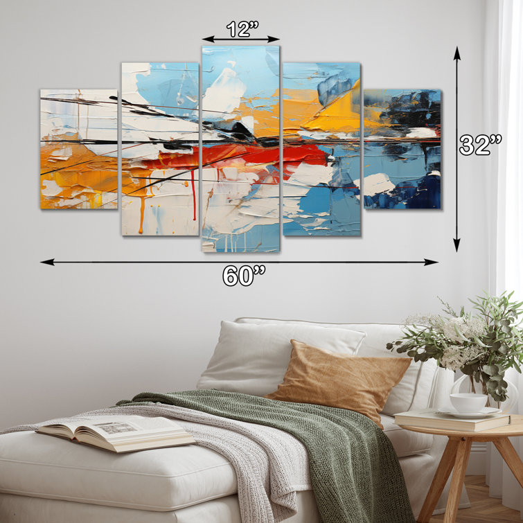 Wrought Studio Rhythmic Abstraction II Abstract Collages Wall Art Living Room 5 Panels Wayfair